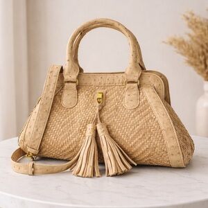 Urban Expressions Elegant Tan Woven Handbag